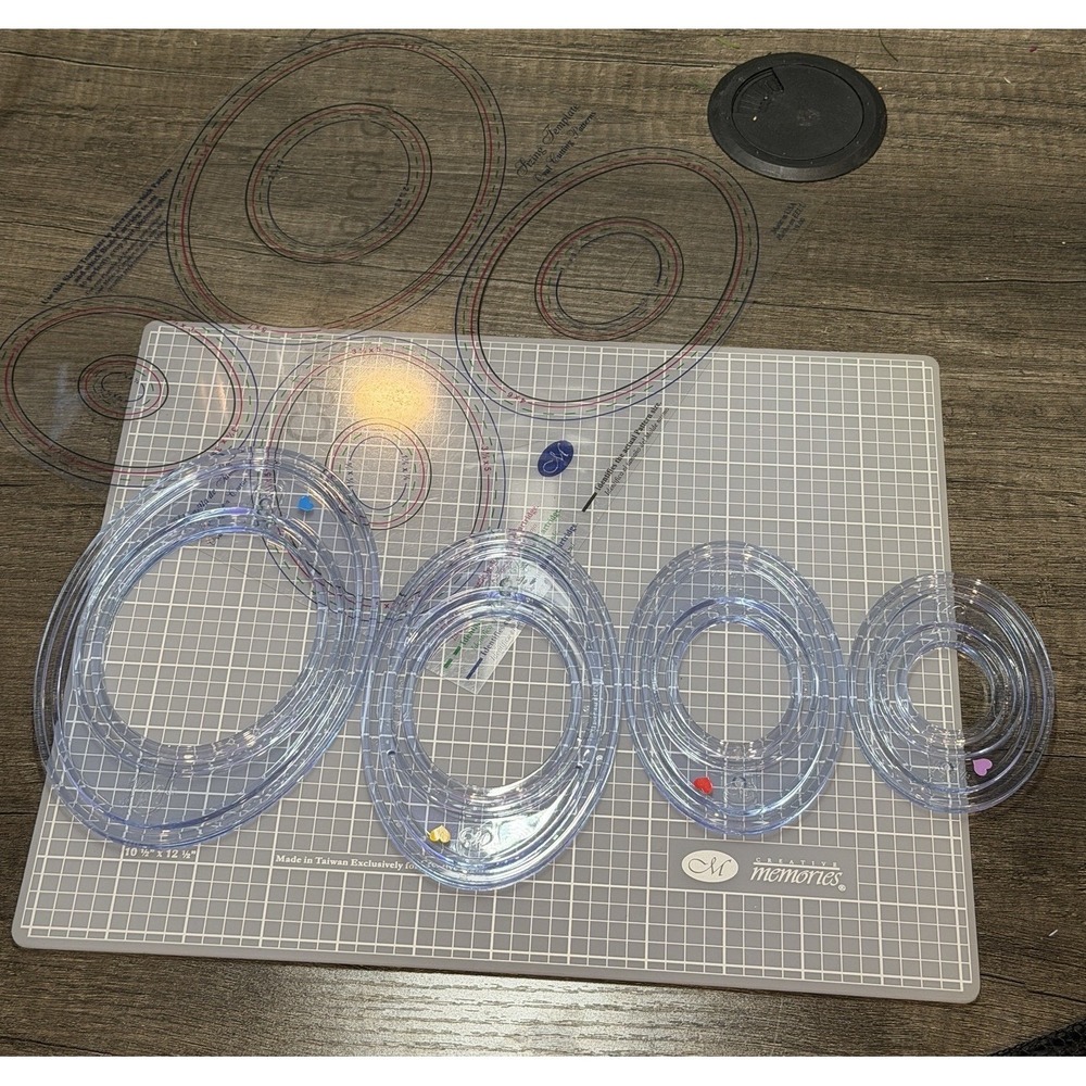 Creative Memories Custom Cutting System Lot Blades Mat Templates Circles Ovals